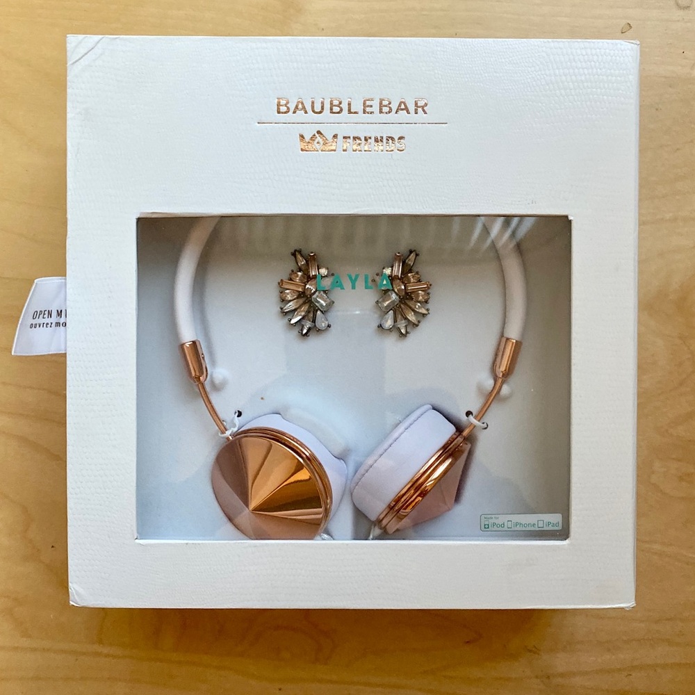 New soldout BaubleBar Layla Headphones rose gold
